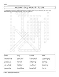 Mother's Day Word Fit Puzzle 17
