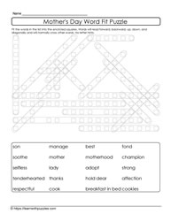 Mother's Day Word Fit Puzzle 19