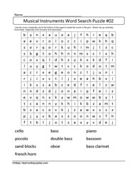 Instruments Word Search