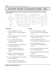 Crossword Puzzle-6-Digit Number Words