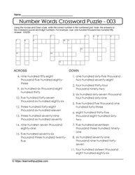 6-Digit Number Crossword Puzzle