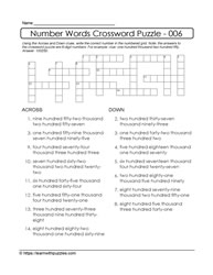 Number Crossword Puzzle