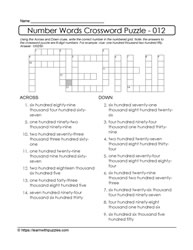 Number Crossword Puzzle - 012