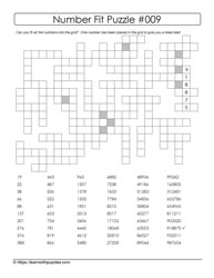 Number Fit Puzzle - 009