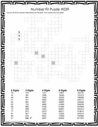 Number Fit Puzzle - 039