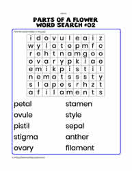 Parts of Flower Word Search#02