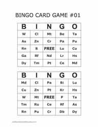 Periodic Table Bingo Cards 11-12