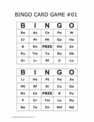 Periodic Table Bingo Cards 13-14