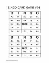 Periodic Table Bingo Cards 15-16