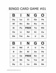 Periodic Table Bingo Cards 17-18