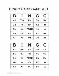Periodic Table Bingo Cards 25-26