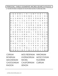 Periodic Table Wordsearch Challenge 3