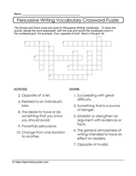 Persuasive Writing Crossword and Google Quiz #01b