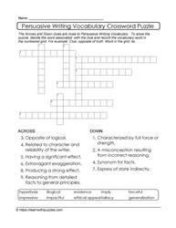 Persuasive Writing Crossword and Google Quiz #04a