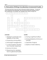 Persuasive Writing Crossword and Google Quiz #04b
