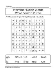 PrePrimer Dolch Word Search #04