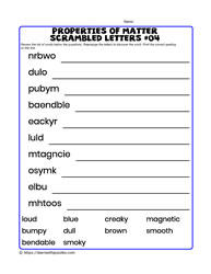 Properties of Matter Scrambled Letters#04