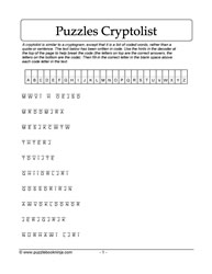 Cryptolist of PuzzleTypes