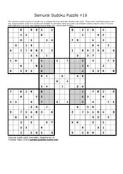 Samurai Sudoku Puzzle 16