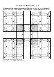 Samurai Sudoku Puzzle 21