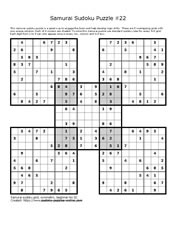 Samurai Sudoku Puzzle 22