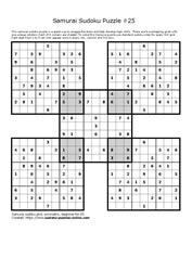Samurai Sudoku Puzzle 25