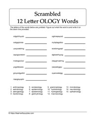Jumbled 12-Letter Words Puzzle
