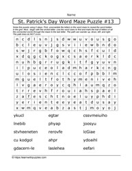 St. Patrick's Day Word Maze #13