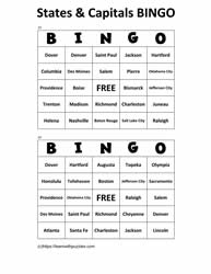 States Capitals Bingo Cards 23-24