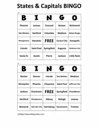 States Capitals Bingo Cards 25-26