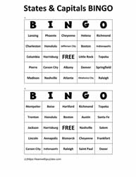 States Capitals Bingo Cards 3-4
