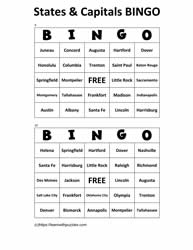 States Capitals Bingo Cards 9-10