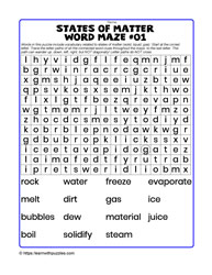States of Matter Word Maze#01