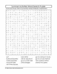 Summer Activities Word Search #01