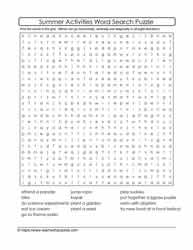 Summer Activities Word Search #02