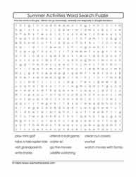 Summer Activities Word Search #05