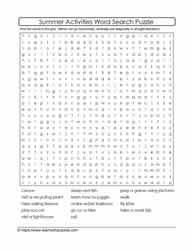 Summer Activities Word Search #07
