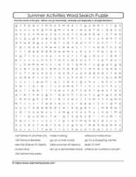 Summer Activities Word Search #13