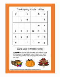 Thanksgiving Alphadoku Puzzles #01