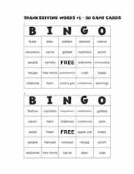 Thanksgiving Bingo Cards 1-2
