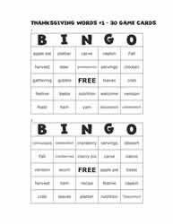 Thanksgiving Bingo Cards 7-8