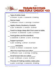Thanksgiving Multiple Choice #03