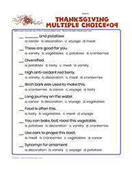 Thanksgiving Multiple Choice #09