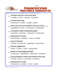 Thanksgiving Multiple Choice #14
