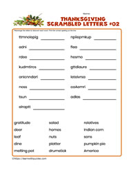 Thanksgiving Scrambled Letters #02