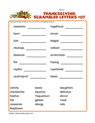 Thanksgiving Scrambled Letters #07