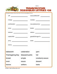 Thanksgiving Scrambled Letters #08
