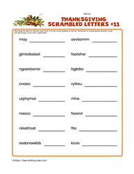 Thanksgiving Scrambled Letters #11