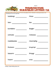Thanksgiving Scrambled Letters #16