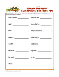 Thanksgiving Scrambled Letters #19